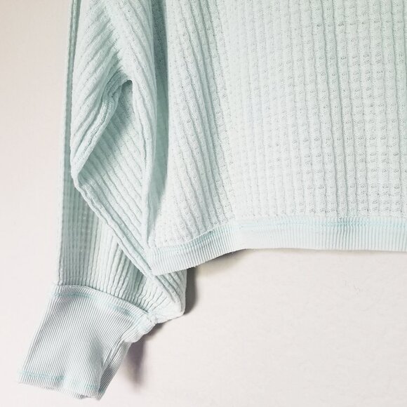 Free People South Side Thermal Top S Blue Green Italian Mint Lightweight V Neck - Picture 15 of 16